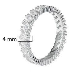 Anillo Churumbela Circonia Baguette Plata .925 con Baño de Rodio