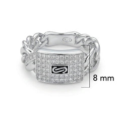 Anillo Inspirado Mónaco C Circonias Pave Horizontal Plata .925 Con Baño De Rodio