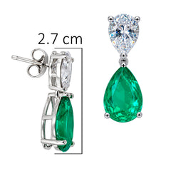 Aretes Turmalina Paraiba Gota Chica con Circonia, Plata .925 con Rodio