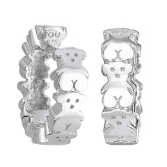 Arracada Huggies Inspirado Oso 1:1 6 Osos Lisos, Plata .925 con Baño de Rodio