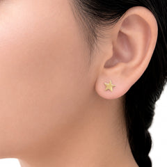 Broquel Arete Estrella Lisa Grande Oro 10k con Bolita
