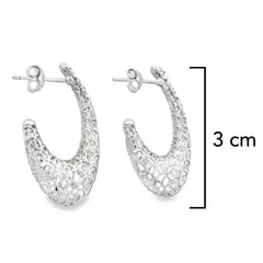 Arracada Filigrana Floral Delgada Colección Esencia Plata .925 Baño de Rodio