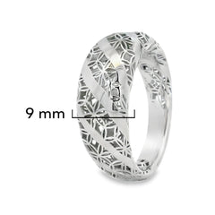 Anillo Filigrana Flores y Lineas Coleccion Esencia Plata .925 con Baño de Rodio