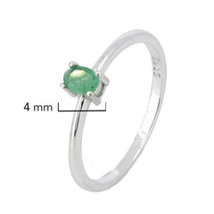 Anillo Piedra Preciosa Esmeralda Chica, Plata .925 con Baño de Rodio
