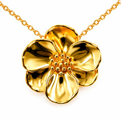 Collar Flor Sakura Grande Colección Florecer Plata .925 con Baño de Oro