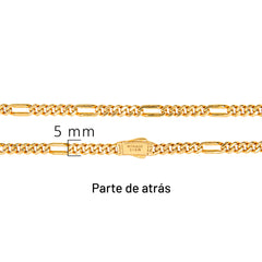 Collar Mónaco Chain Original Cubano con Eslabón Largo Liso, tipo Cartier 5mm, 50 cm. Broche Circonias. Oro 14k