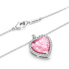 Collar Pan 1:1 Maxi Circonia de Corazón con Micro Circonias Plata .925