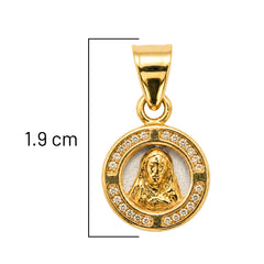 Dije Medalla de Jesus con Micro Circonias Oro 10K