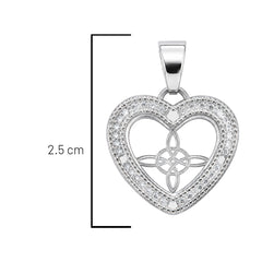 Dije de Corazon con Circonias y Nudo de Bruja de 2.5cm Plata .925