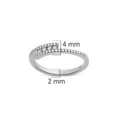 Juego Messik 1:1 Brazalete y Anillo Cruzado con Circonias Plata .925 con Baño de Rodio