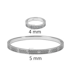 Juego Cartier1:1 Brazalete y Anillo Amor con Circonias, Plata .925 con Rodio