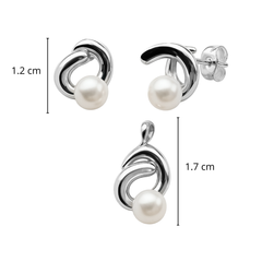 Juego Perla Natural con Espiral Plata .925