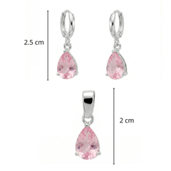 Juego Circonia Blanca en Forma de Gota Plata .925