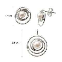 Juego Perla Natural con Base Espiral Plata .925
