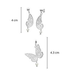 Juego Mariposa Grande Calada Lisa Plata .925