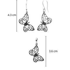 Juego Mariposa Grande Marquesita Plata .925