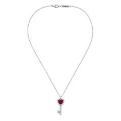 Collar Pan 1:1 Dije de Llave con Circonia Rosa y Micro Circonias Plata .925