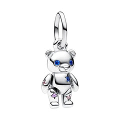 Charm Inspirado Pan 1:1 Oso de Peluche con Circonias, Plata .925