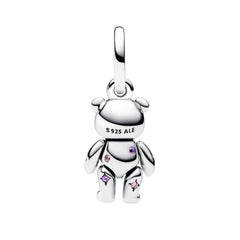 Charm Inspirado Pan 1:1 Oso de Peluche con Circonias, Plata .925