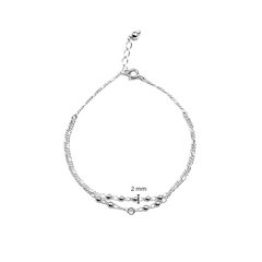 Pulsera Doble Bolitas con Cadena Cartier Plata .925