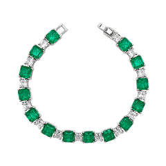 Pulsera Turmalina Cuadrada con Circonias Cuadradas, Plata .925 con Rodio