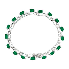 Pulsera Turmalina Paraiba Clásica Rectangulos con Circonias, Plata .925 con Rodio