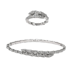 Juego Bvlg 1:1 Brazalete y Anillo Serpiente con Circonias Plata .925 con Rodio