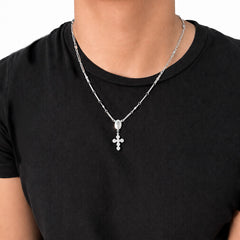 Rosario Cruz con Circonias Blancas, Plata .925
