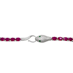 Pulsera Piedras Preciosas Jaguares Encontrados con Rubí y Extensión, Plata .925 con Baño de Rodio