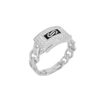 Anillo Inspirado Mónaco Circonias Rectángulo Horizontal, Eslabón Cubano em Disminución, Plata .925 con Baño de Rodio