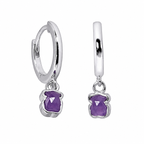 Arracada Huggie Inspirado Oso 1:1 con Amatista Plata .925 con Baño de Rodio