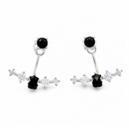 Arete Osos 1.1 Ónix Y Circonias, Doble Uso. Plata 925 Con Baño de Rodio