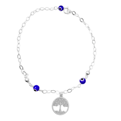 Tobillera Dije Árbol de la vida con Ojo Turco Plata .925