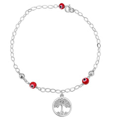 Tobillera Dije Árbol de la vida con Ojo Turco Plata .925