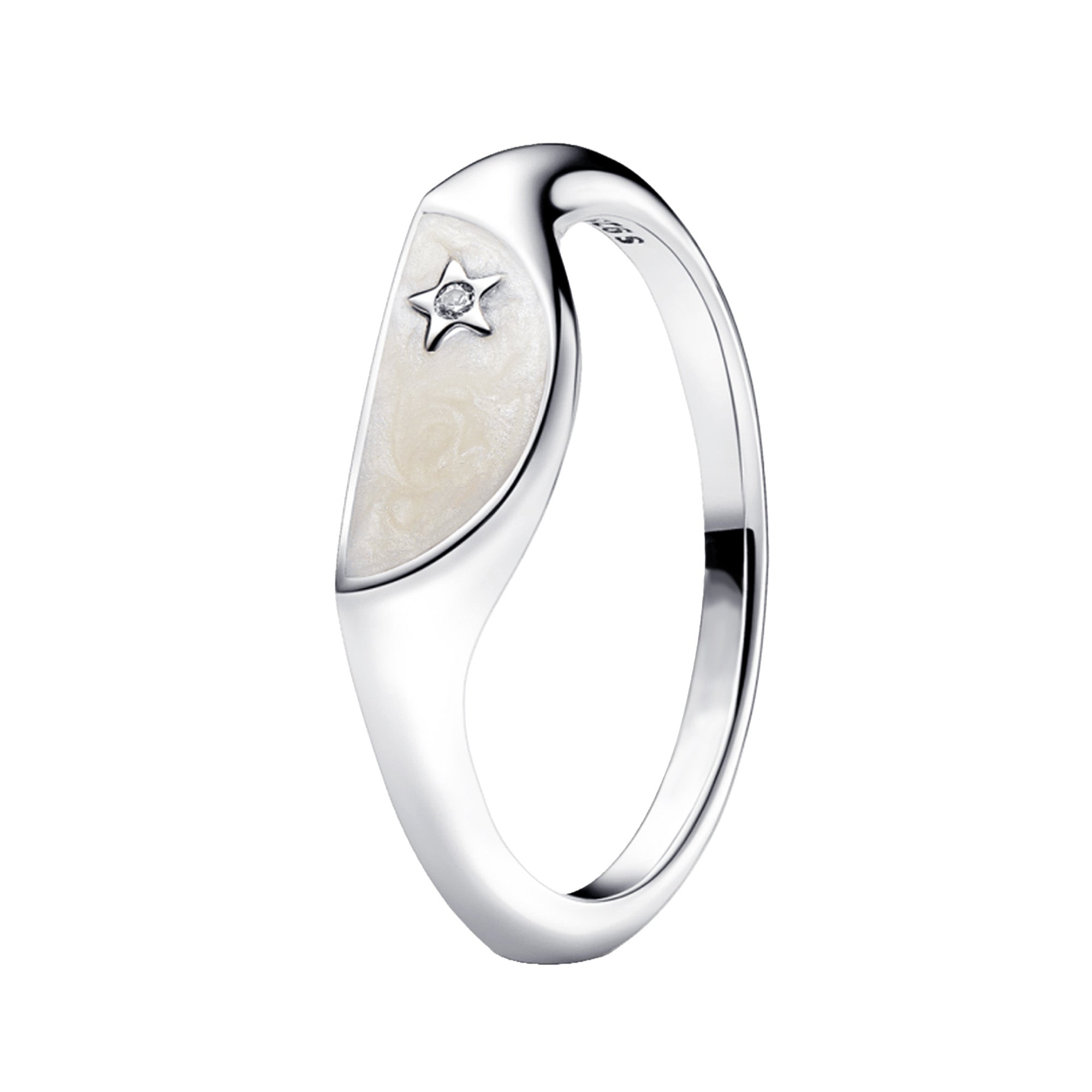 Anillo Inspirado Pan 1.1 Duo de Estrellas Noche y Día Esmalte, Plata 925 y Plata .925 Baño de Oro 18 k