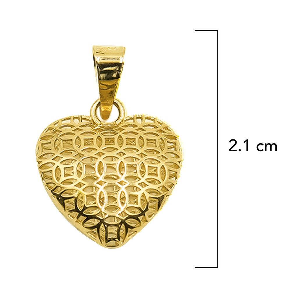 Dije Corazón Calado Bombeado Oro 10K