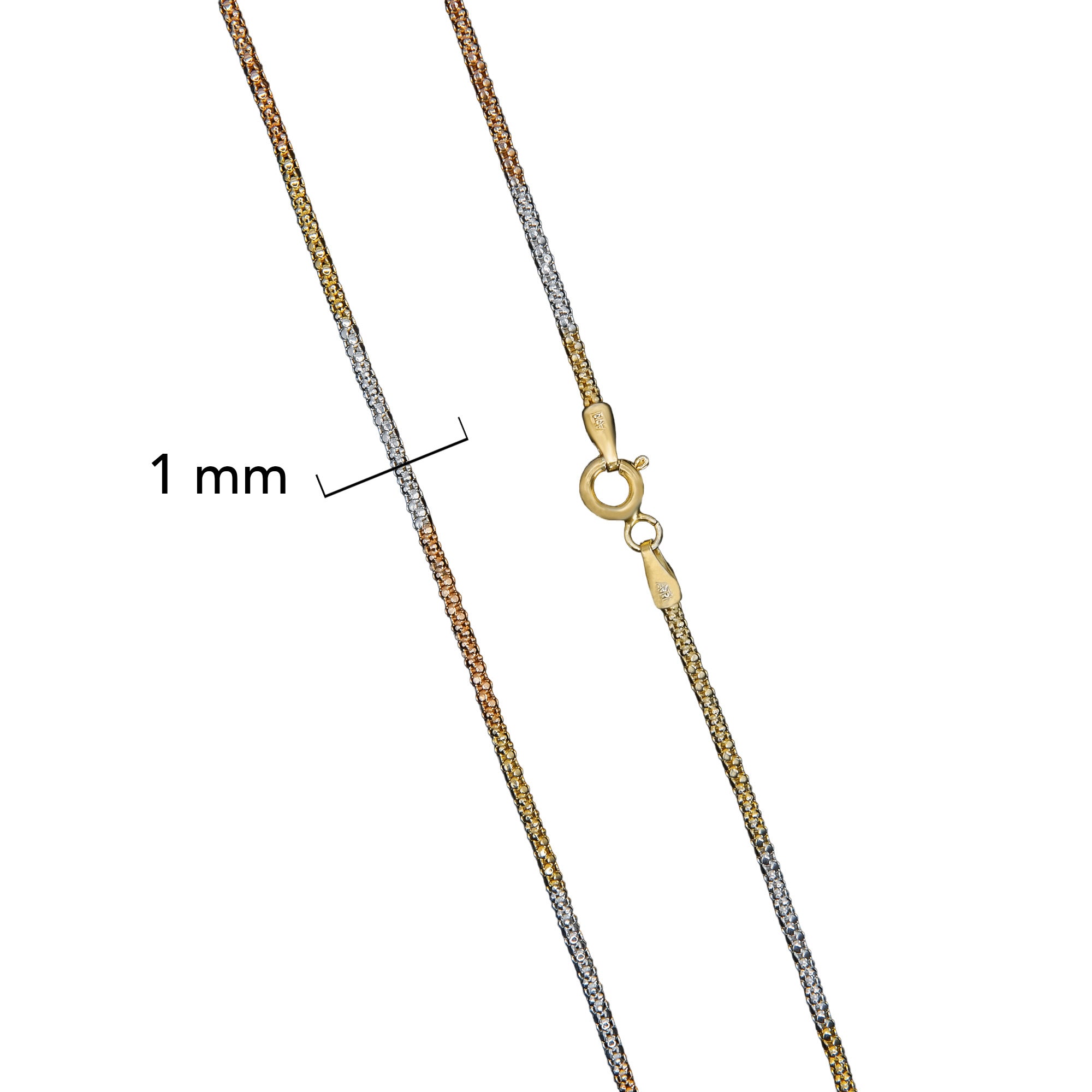 Cadena Espuma Florentina 1mm. Broche Bandola, Plata .925