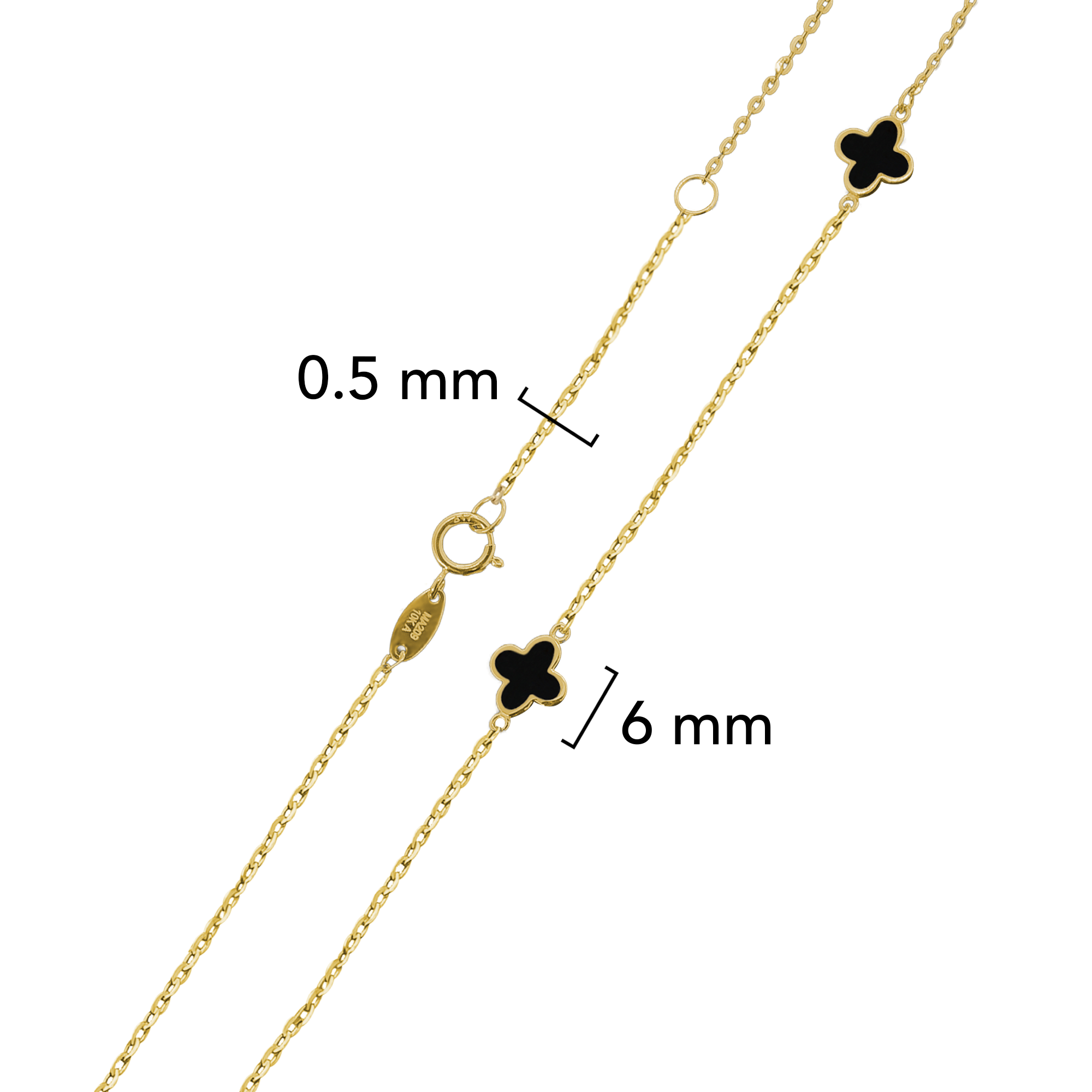 Pulsera Flor Inspirada Van C Onix Oro 10K