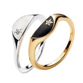 Anillo Inspirado Pan 1.1 Duo de Estrellas Noche y Día Esmalte, Plata 925 y Plata .925 Baño de Oro 18 k
