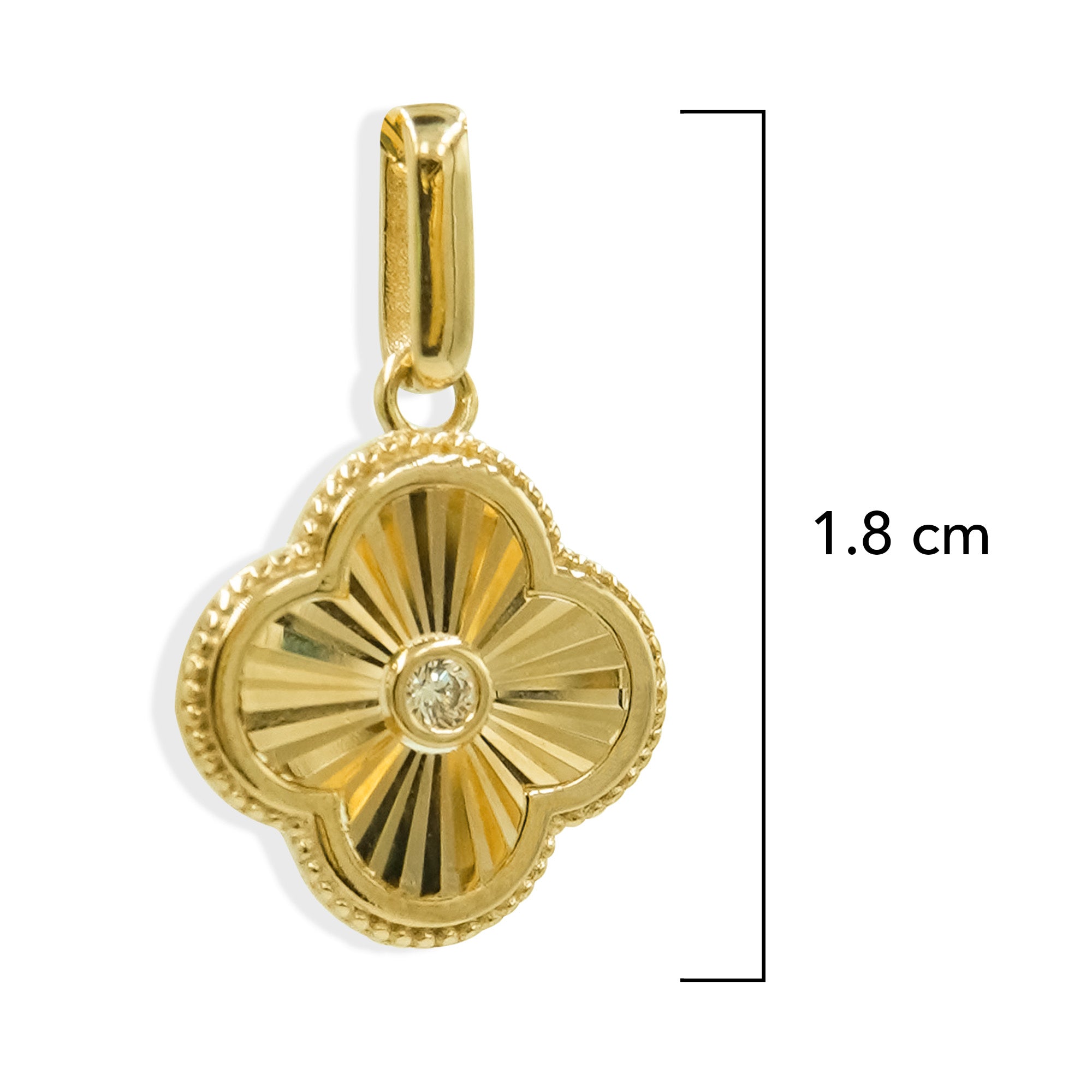 Dije Flor Inspirado Van C Diamantado con Circonia de 1.8cm Oro 10K