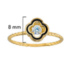 Anillo Flor Van C Negro con Circonia Movible Oro 10K
