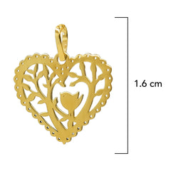 Dije Corazón Calado con Árbol de la vida y Pajarito Oro 10K