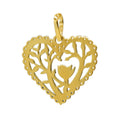 Dije Corazón Calado con Árbol de la vida y Pajarito Oro 10K