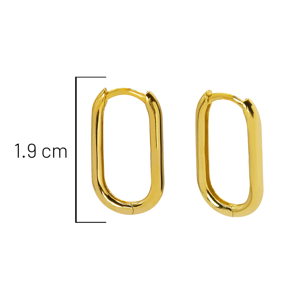 Arracada Huggies Ovaladas Lisas 1.9cm Oro 10K