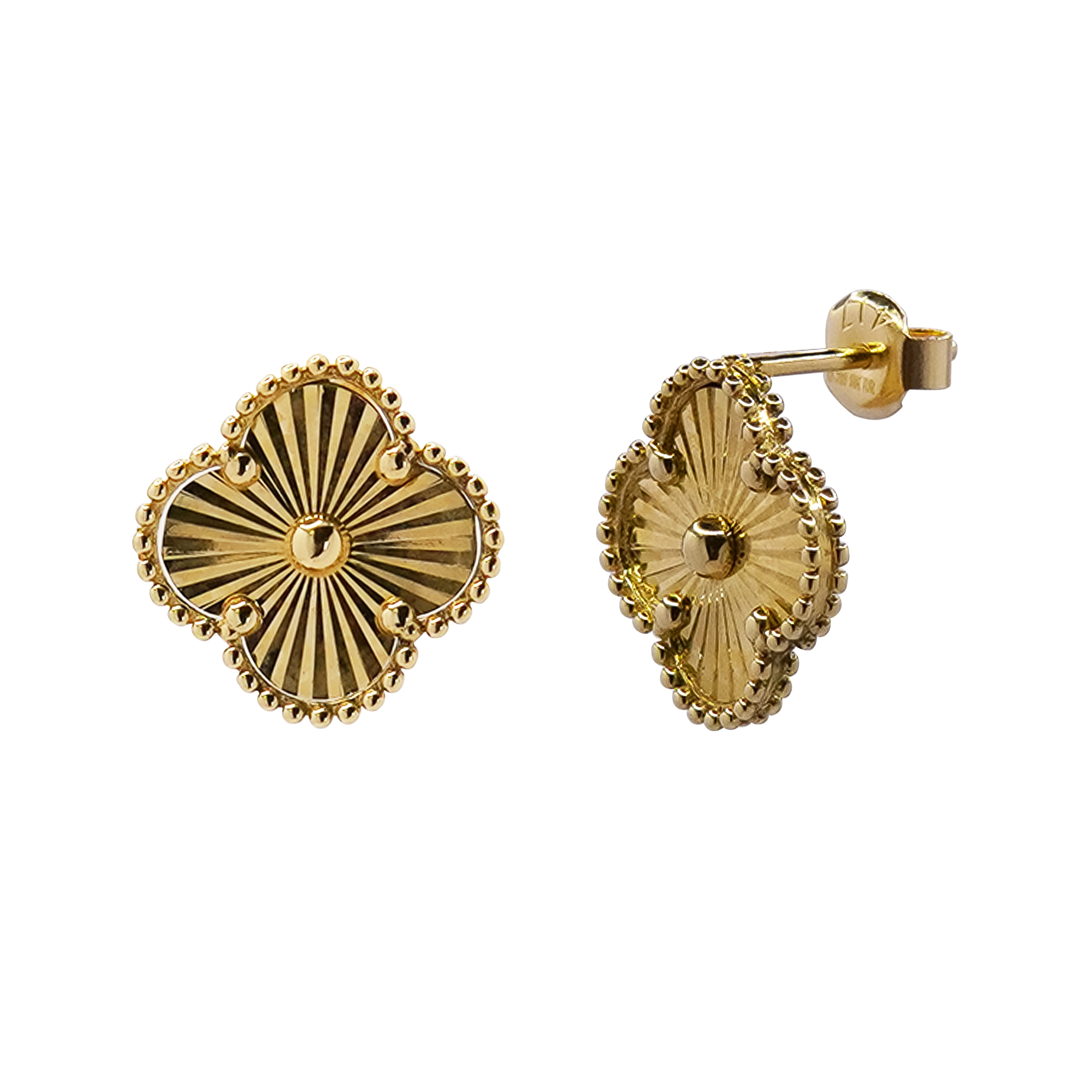 Arete Inspirado Van C Flor Diamantada de 0.9mm Oro 10K