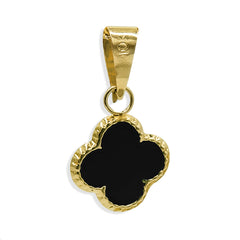 Dije Flor Inspirado Van C Esmaltado Negro Oro 10K