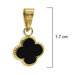Dije Flor Inspirado Van C Esmaltado Negro Oro 10K