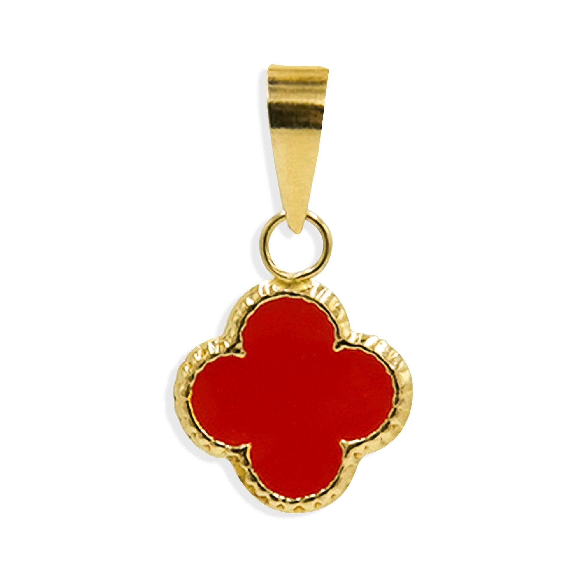 Dije Flor Inspirado Van C Esmaltado Rojo Oro 10K