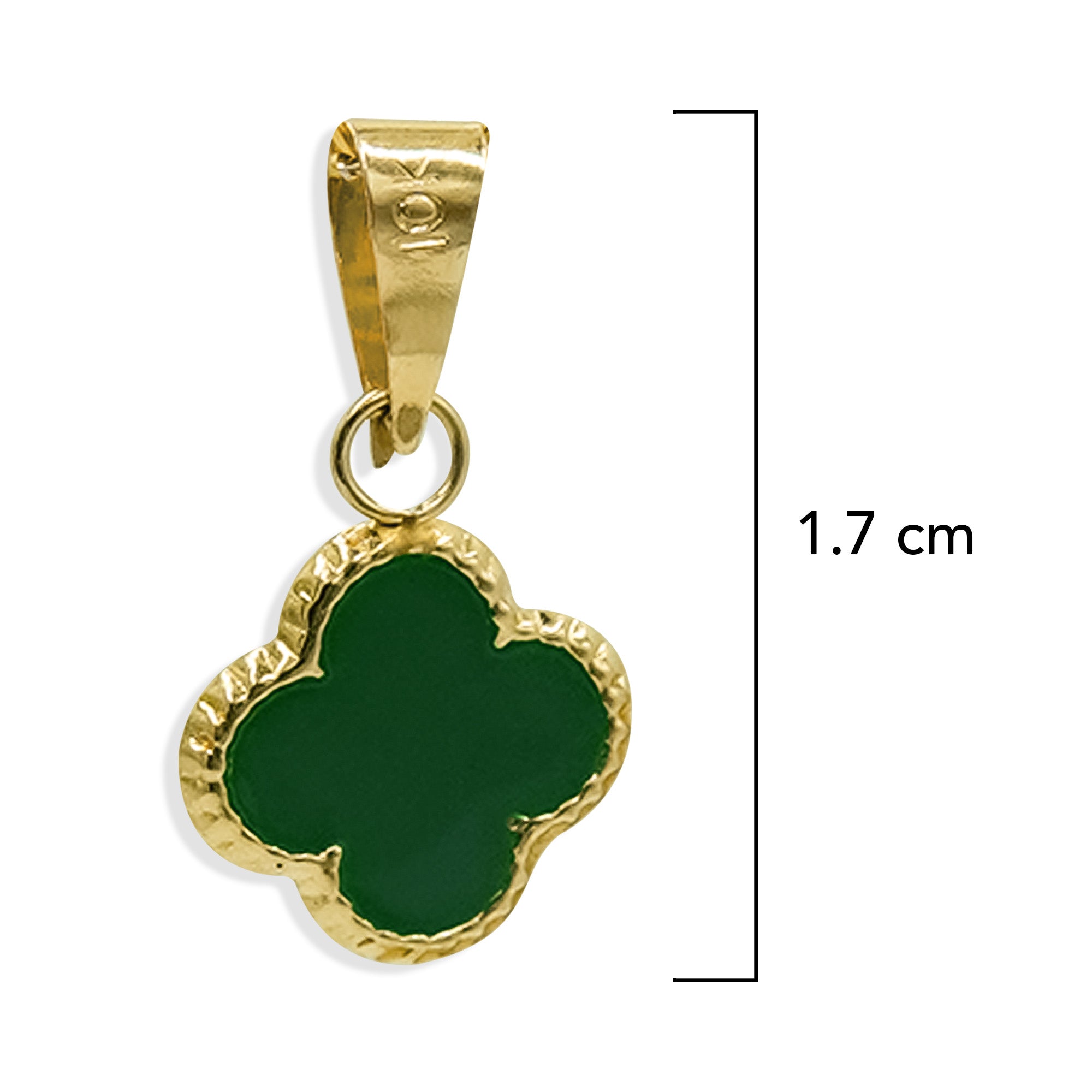 Dije Flor Inspirado Van C Esmaltado Verde Oro 10K