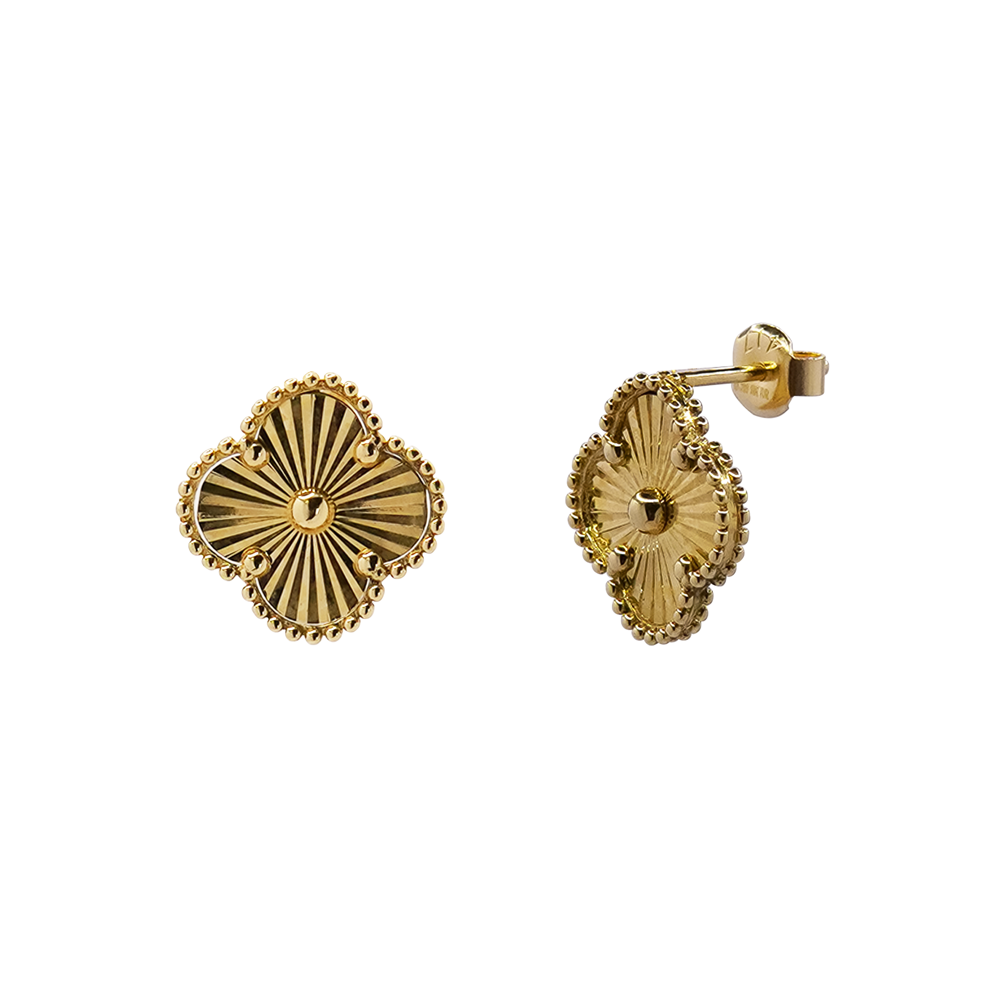 Arete Inspirado Van C Flor Diamantada de 0.6mm Oro 10K
